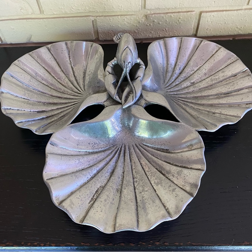 Vintage Silver Lobster Serving Tray With 3 Shells Bruce Fox Design Columbia, PA